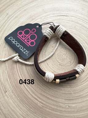 Paparazzi Wonderfully Woodsy Brown Leather Urban Cord Wood Bead Bracelet
